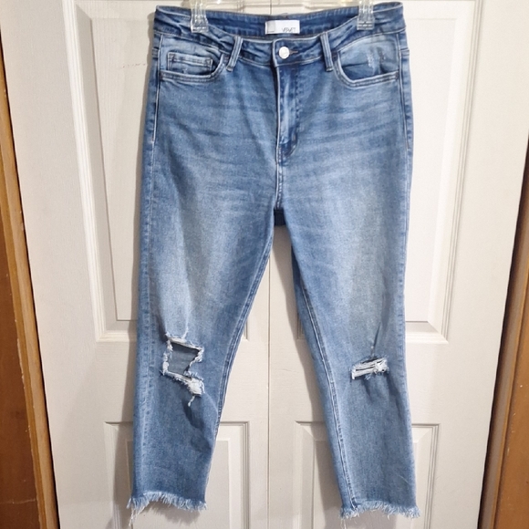 Vervet Denim - Vervet Los Angeles Trendy Light Blue Distressed Ankle Jeans-30